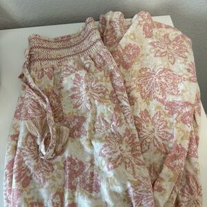 Floral Pink and Cream Pants